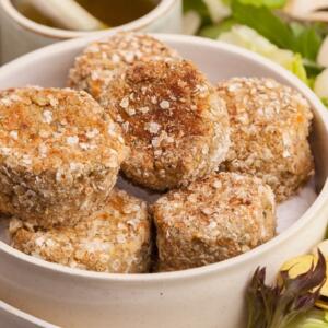 Bolinho assado de grão de bico e batata doce