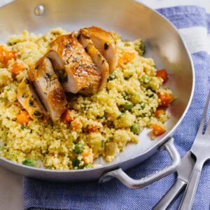 Couscous marroquino com legumes e frango Korin