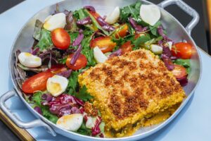 Quibe de quinoa com abóbora e queijo branco