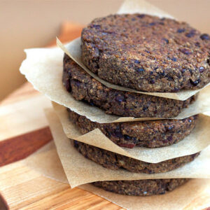 burger de lentilha, cogumelo e nozes