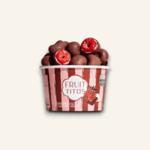 Framboesa coberta com chocolate branco e chocolate amargo Fruit Titüs 125g