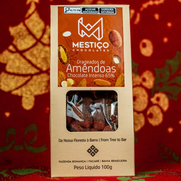 Drageado de Amêndoas com Chocolate 65% – Mestiço Chocolates – 100g