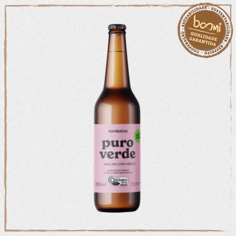 Kombucha Hibisco com Abacaxi - Puro Verde 350 ml
