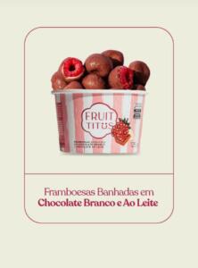 Framboesa coberta chocolate branco e chocolate ao leite – Fruit Titüs 125 G